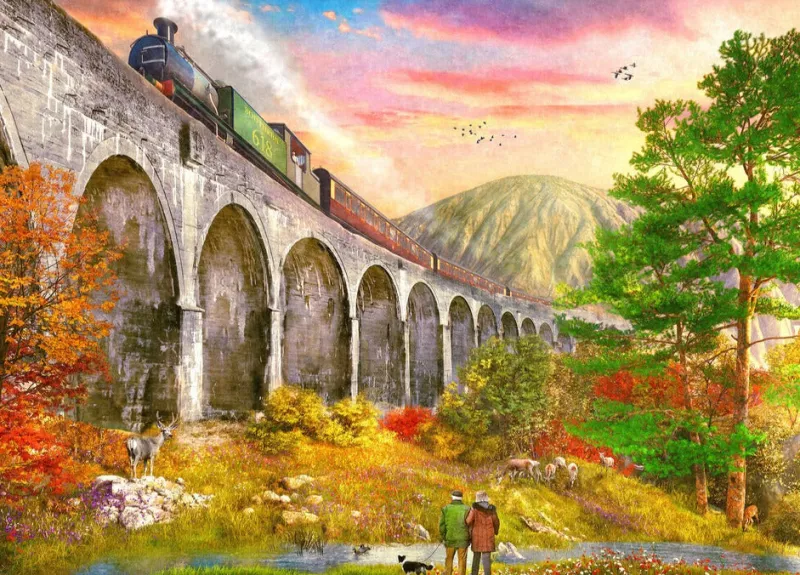 Gibsons - Crossing Glenfinnan Viaduct - 1000 Piece Jigsaw Puzzle Discount