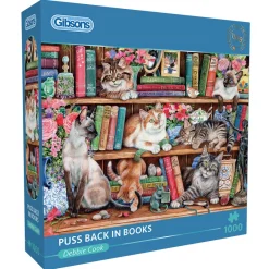 Gibsons - Puss Back in Books - 1000 Piece Jigsaw Puzzle Clearance