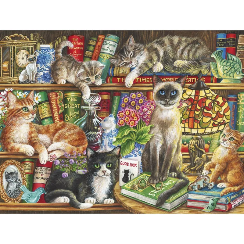 Gibsons - Puss In Books - 1000 Piece Jigsaw Puzzle Fashion