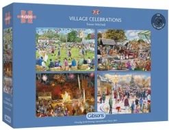 Gibsons - Village Celebrations - 4 x 500 Piece Jigsaw Puzzles Discount