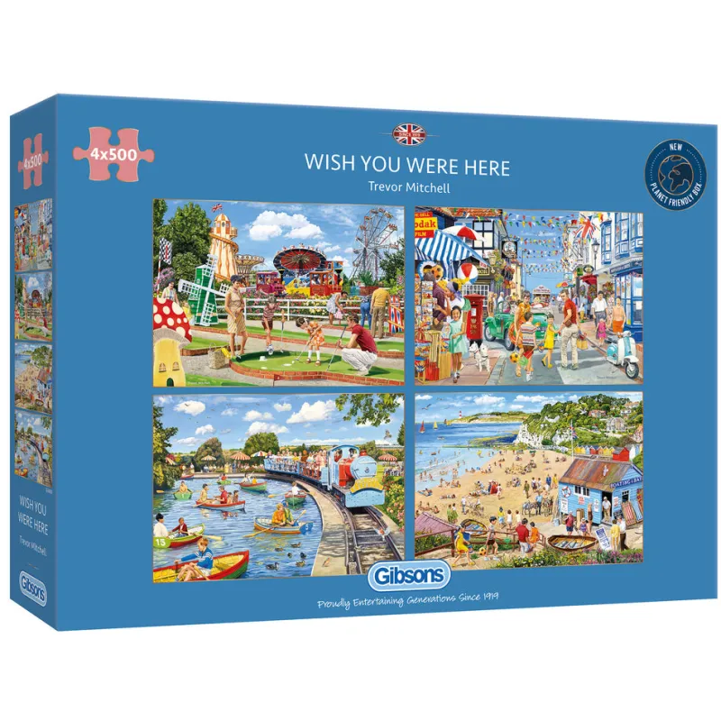 Gibsons - Wish you Were Here - 4 x 500 Piece Jigsaw Puzzles Sale