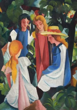 Grafika - August Macke : Quatre Filles, 1912-1913 - 1000 piece jigsaw puzzle Online