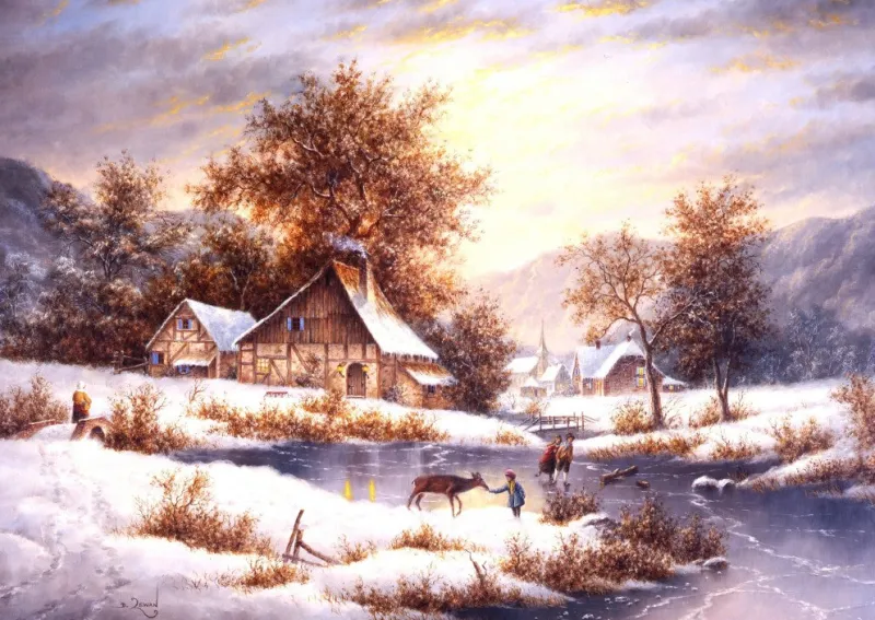 Grafika 00503 Dennis Lewan - Amber Sky Of Winter - 1000 Piece Jigsaw Puzzle Clearance