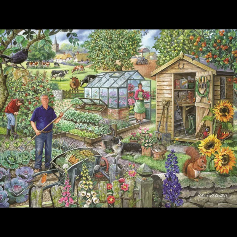 House of Puzzles HOP - At The Allotment - BIG 500 Piece Jigsaw Puzzle Discount