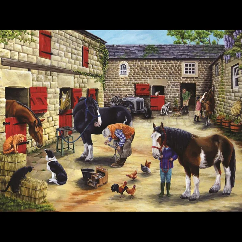 House of Puzzles HOP - Farrier's Visit - 500 Piece Jigsaw Puzzle Outlet