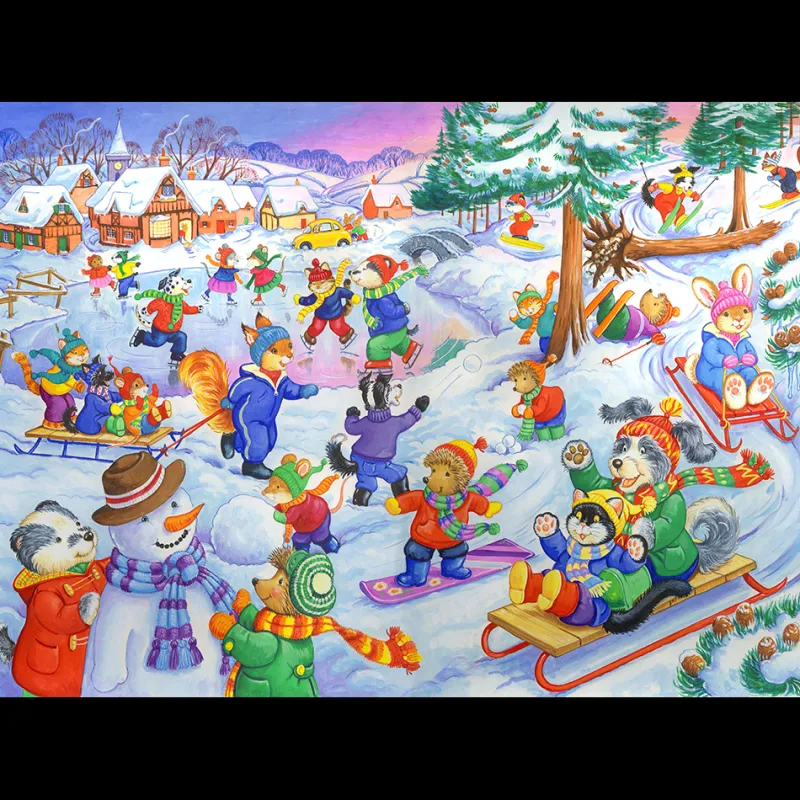 House of Puzzles HOP - Fun In The Snow - 80 Piece Jigsaw Puzzle Fashion