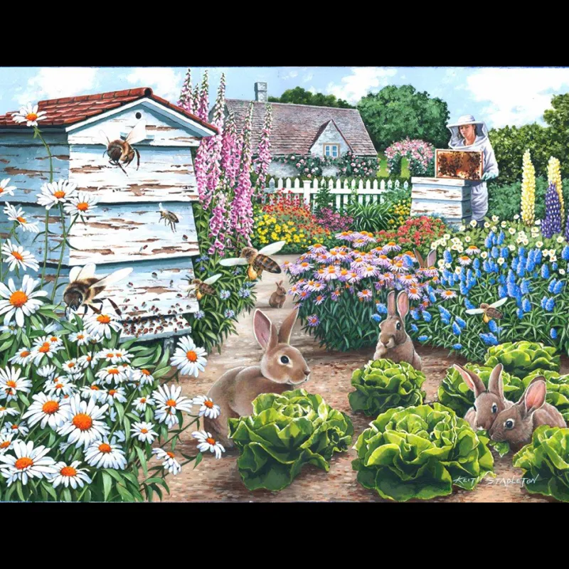 House of Puzzles HOP - Honey Bunnies - BIG 500 Piece Jigsaw Puzzle Clearance