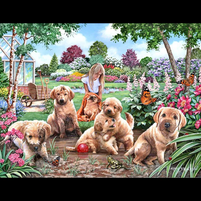 House of Puzzles HOP - Mucky Pups - BIG 500 Piece Jigsaw Puzzle Online