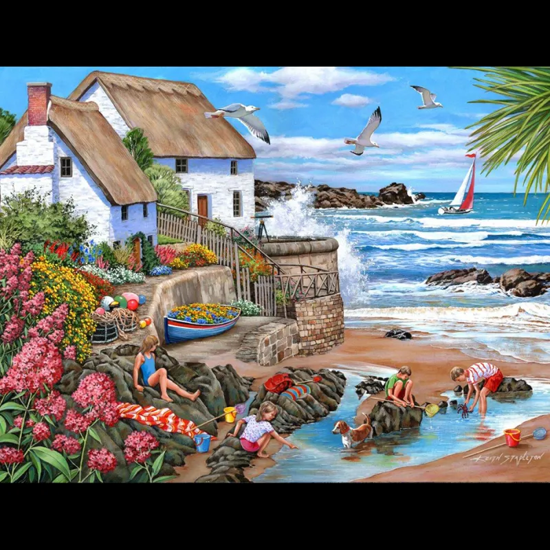 House of Puzzles HOP - Seaspray Cottages - 1000 Piece Jigsaw Puzzle Online