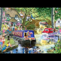 House of Puzzles HOP - Summer on the River - 1000 Piece Jigsaw Puzzle Clearance