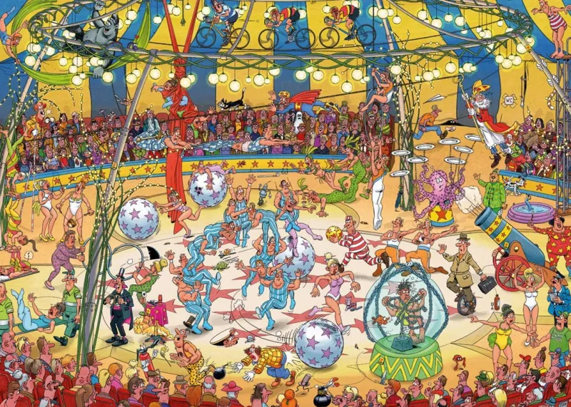 Falcon de luxe Jan Van Haasteren - Acrobat Circus - 1000 Piece Jigsaw Puzzle Clearance