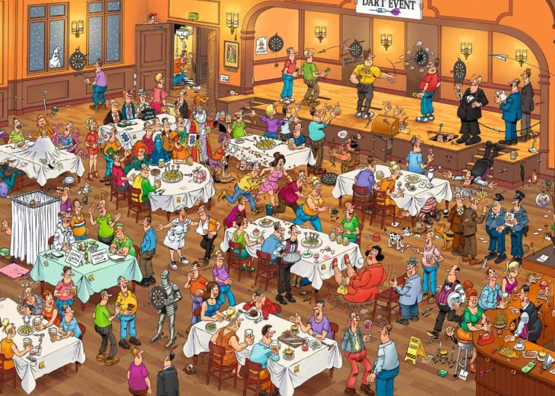 Falcon de luxe Jan Van Haasteren - Darts - 1000 Piece Jigsaw Puzzle Best