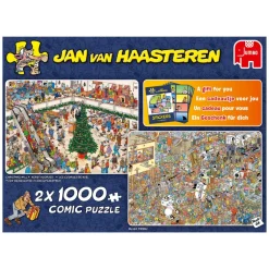 Falcon de luxe Jan Van Haasteren - Holiday Shopping - 2 x 1000 Piece Jigsaw Puzzle Discount