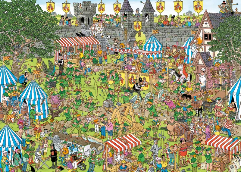 Falcon de luxe Jan Van Haasteren - Robin Hood Festival - 1500 Piece Jigsaw Puzzle Clearance