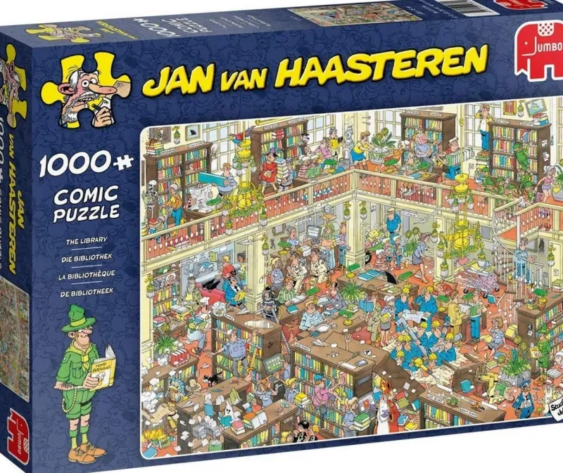 Falcon de luxe Jan Van Haasteren - The Library - 1000 Piece Jigsaw Puzzle Outlet