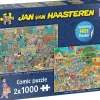 Falcon de luxe Jan Van Haasteren - The Music Shop & Holiday Jitters - 2 x 1000 Piece Jigsaw Puzzle Sale