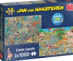 Falcon de luxe Jan Van Haasteren - The Music Shop & Holiday Jitters - 2 x 1000 Piece Jigsaw Puzzle Sale