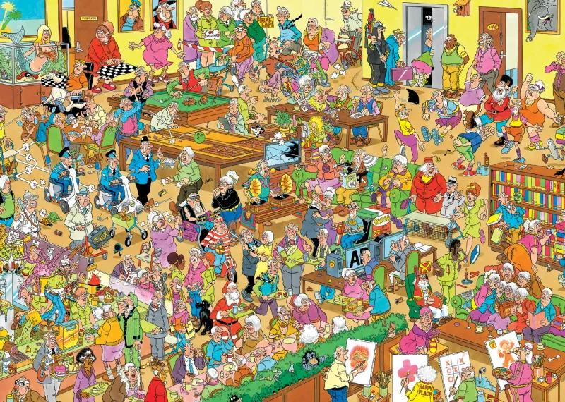 Falcon de luxe Jan Van Haasteren - The Retirement Home - 1500 Piece Jigsaw Puzzle Outlet