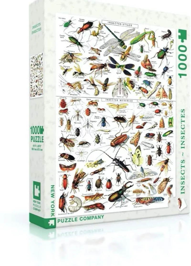 New York Puzzle Company - Vintage Images - Insects - 1000 Piece Jigsaw Puzzle Clearance