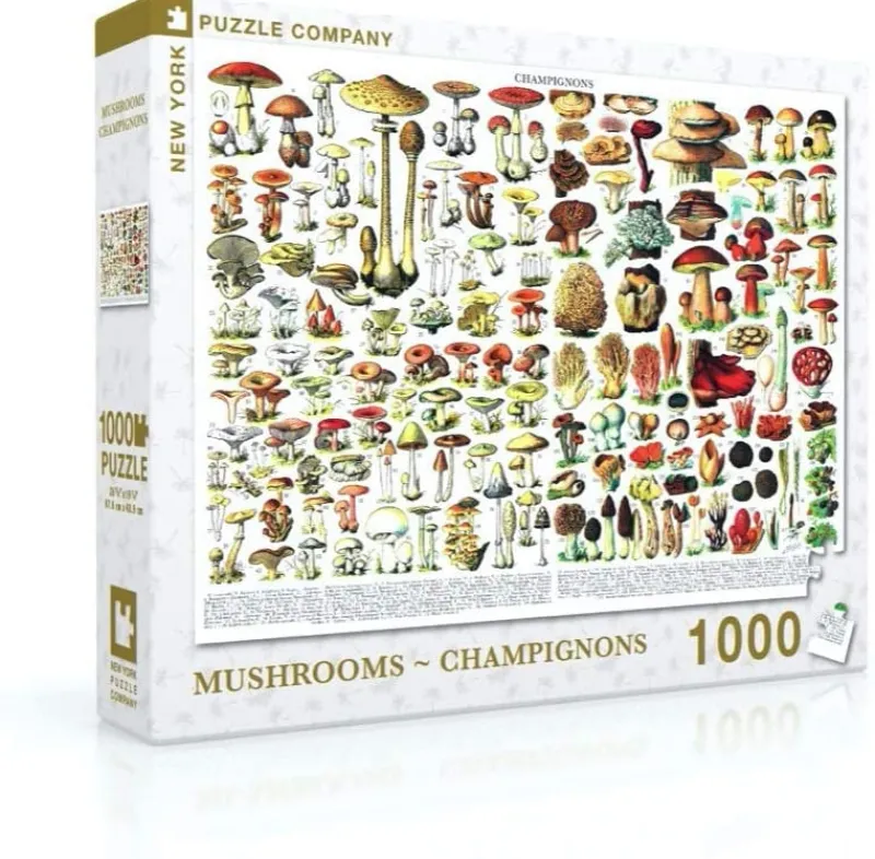 New York Puzzle Company - Vintage Images - Mushrooms - 1000 Piece Jigsaw Puzzle Sale