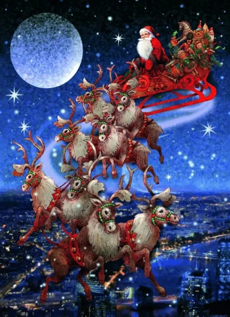 Piatnik - Santas Flying Sleigh - 1000 Piece Jigsaw Puzzle Online