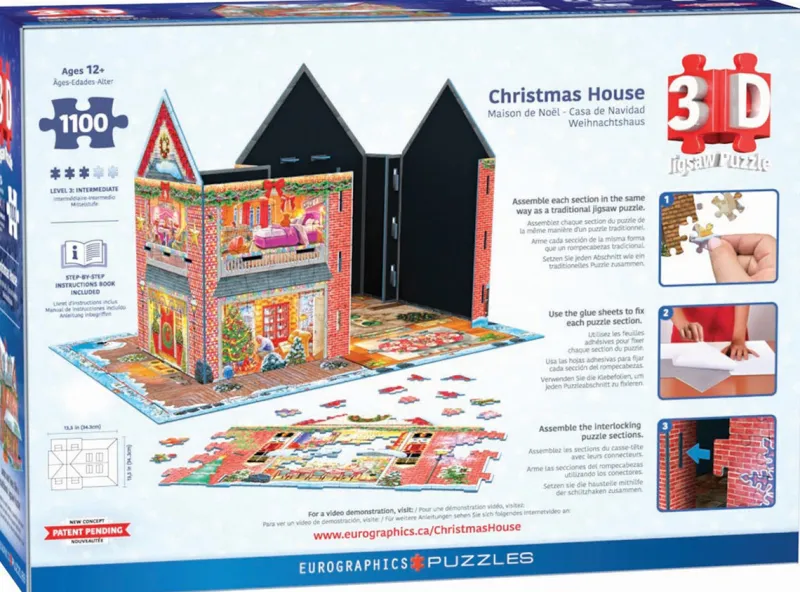 Eurographics *** Pre-Order *** - 3D Christmas House - 1100 Pieces New