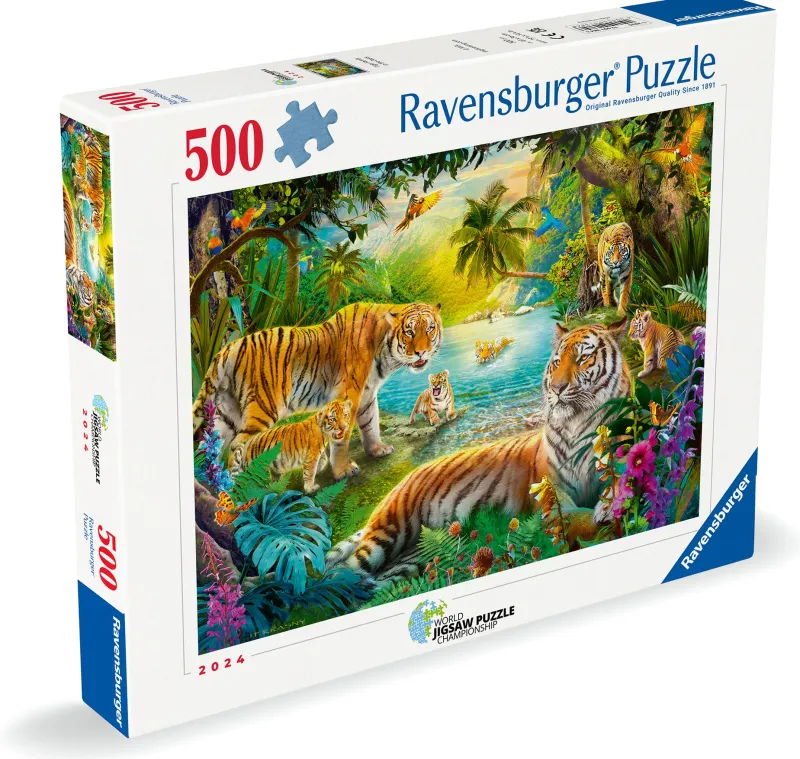 Ravensburger ** Pre-Order ** - Tiger family in Oasis - 500 Piece Outlet