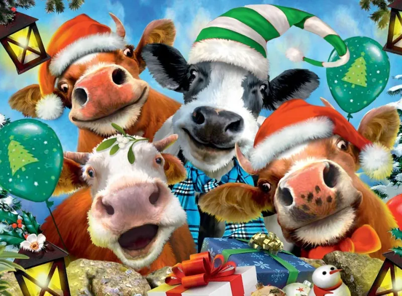 Ravensburger - Christmas Selfies - We Wish Moo a Merry Christmas - 500 Piece Jigsaw Puzzle Hot