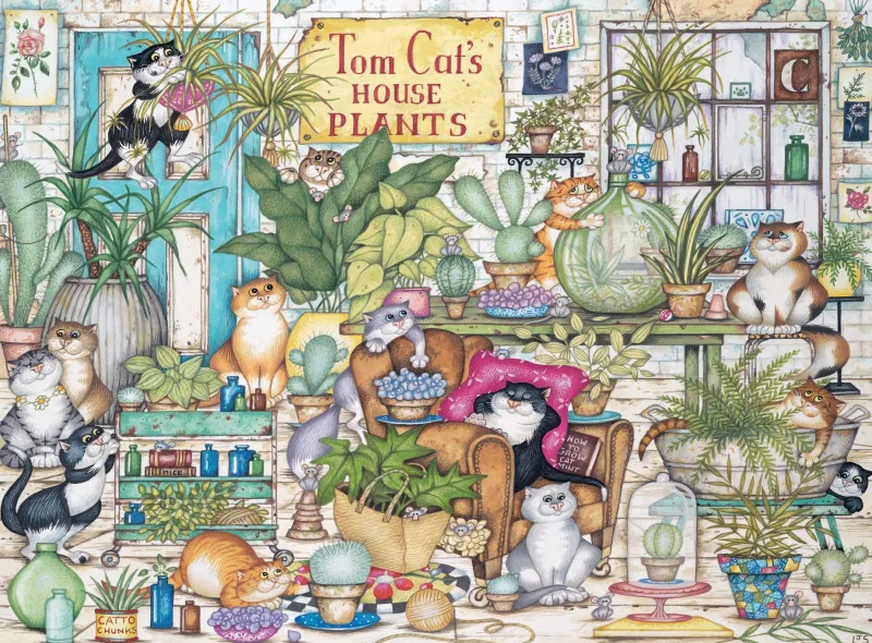 Ravensburger - Crazy Cats - Tom Cat’s House Plants - 500 Piece Jigsaw Puzzle Online