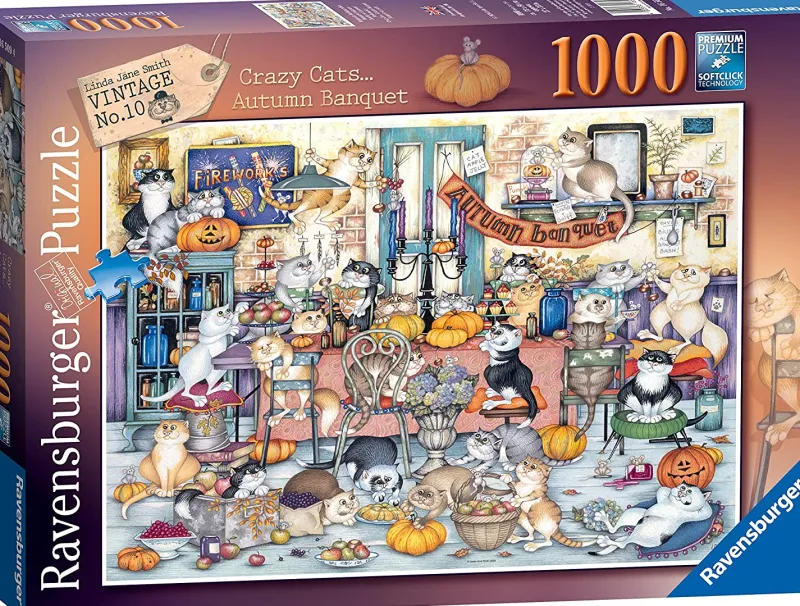Ravensburger - Crazy Cats Autumn Banquet - 1000 Piece Jigsaw Puzzle New