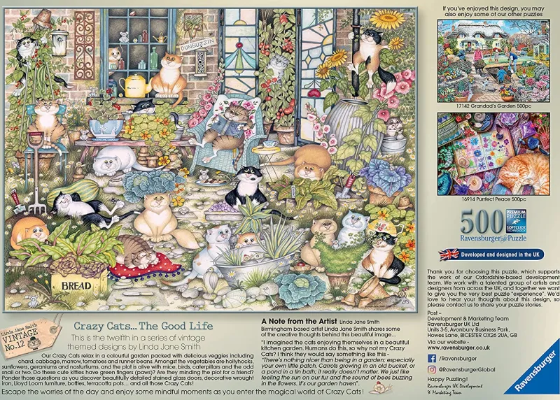 Ravensburger - Crazy Cats The Good Life - 500 Piece Jigsaw Puzzle Outlet