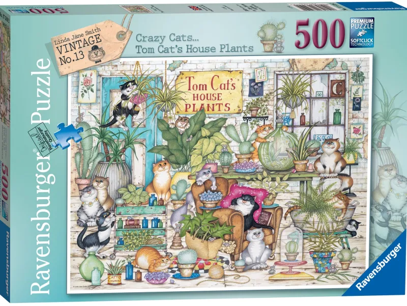 Ravensburger - Crazy Cats - Tom Cat’s House Plants - 500 Piece Jigsaw Puzzle Online