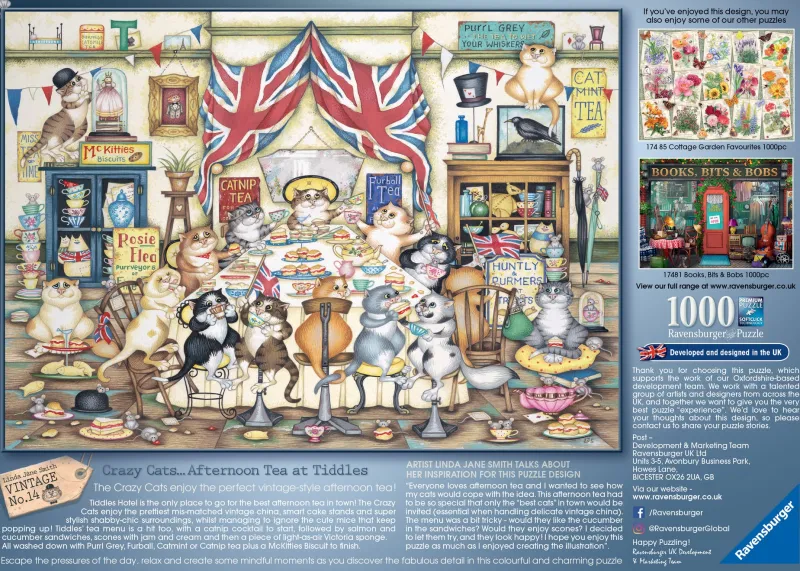 Ravensburger - Crazy Cats, Afternoon at Tiddles - 1000 Piece Jigsaw Puzzle Outlet