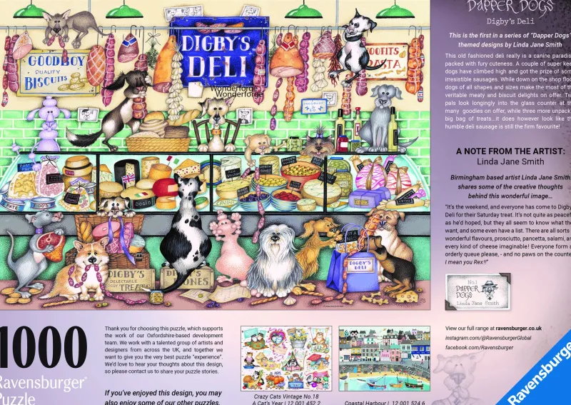 Ravensburger - Dapper Dogs No.1. Digby’s Deli - 1000 Piece Sale
