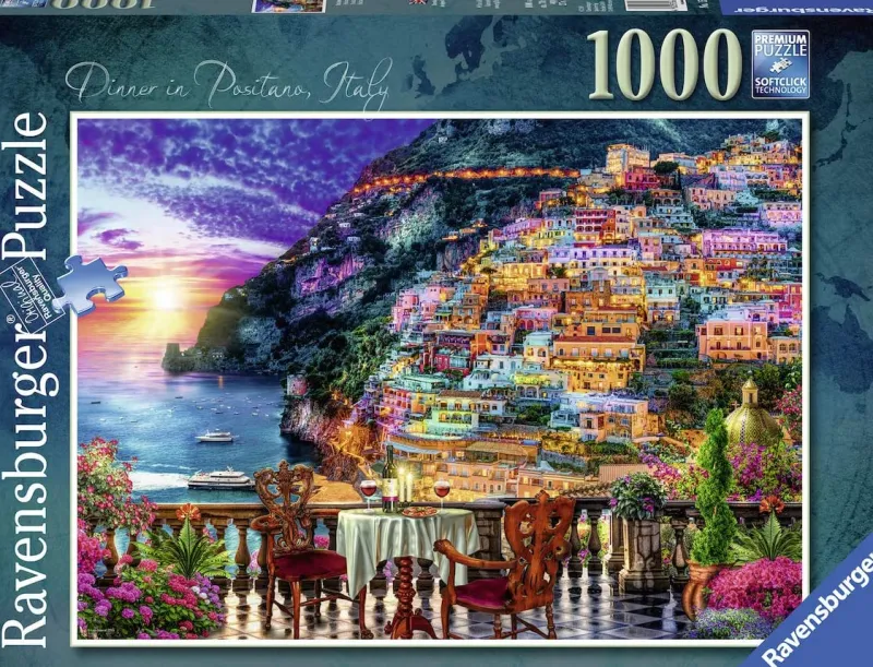 Ravensburger - Dinner In Positano, Italy - 1000 Piece Jigsaw Puzzle New