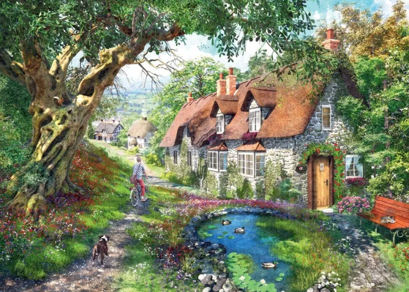Ravensburger - Down the Lane No.1, Flower Hill Lane - 1000 Piece Jigsaw Puzzle Online