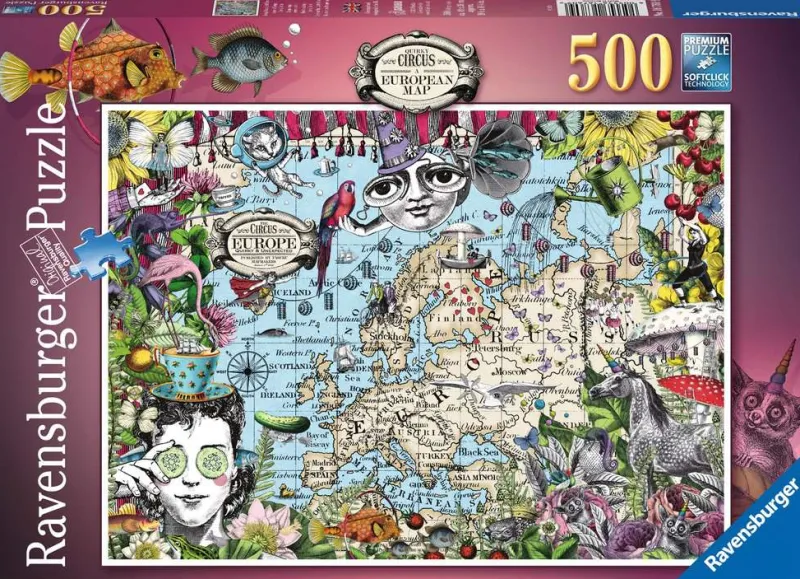 Ravensburger - European Map, Quirky Circus - 500 Piece Jigsaw Puzzle Hot