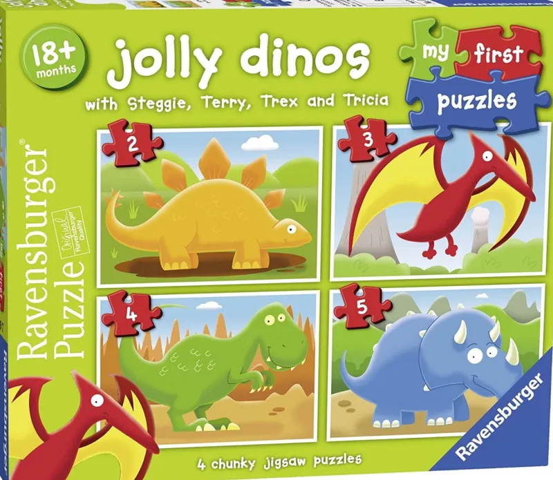 Ravensburger - Jolly Dinos My First Puzzles - 2, 3, 4 and 5 Piece Jigsaw Puzzles New