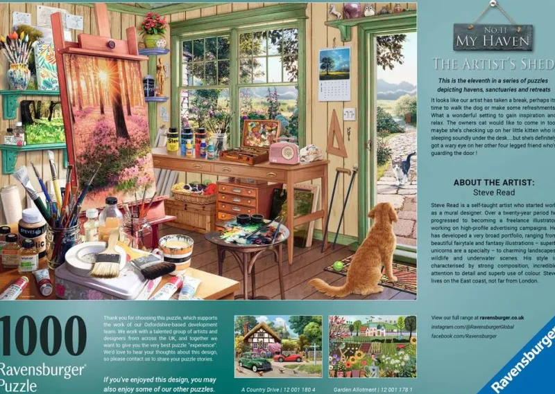 Ravensburger - My Haven No.11, The Artist’s Shed - 1000 Piece Jigsaw Puzzle Fashion