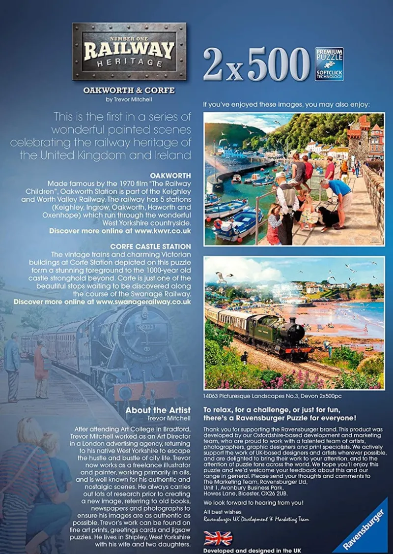 Ravensburger - Railway Heritage No 1 - 2 x 500 Piece Jigsaw Puzzles Fashion