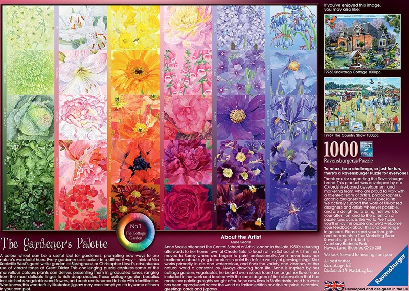 Ravensburger - The Gardener's Palette No.1, Cottage Garden - 1000 Piece Jigsaw Puzzle Best