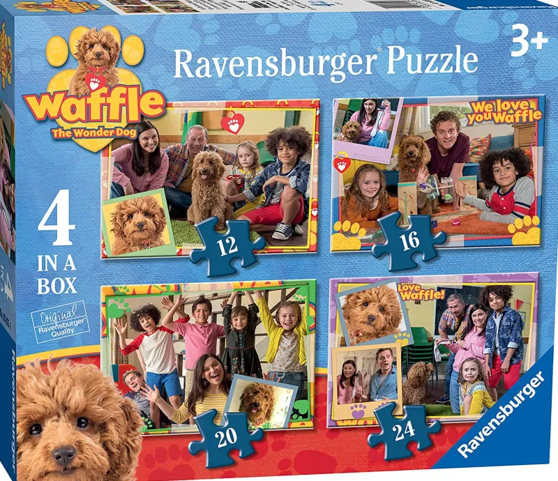 Ravensburger 3035 Waffle The Wonder Dog 4 In A Box (12, 16, 20, 24 piece) Jigsaw Puzzles Clearance