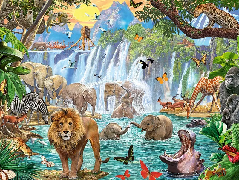Ravensburger - Waterfall Safari - 1500 Piece Jigsaw Puzzle Clearance