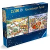 Ravensburger Christmas Collection No.1 - Market & Santa's Christmas Supper - 2x 500 Piece Jigsaw Puzzles Online