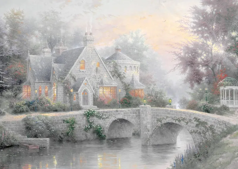 Schmidt - Thomas Kinkade: Lamplight Manor/Winter in Lamplight Manor - 2 x 1000 Piece Jigsaw Puzzle Clearance