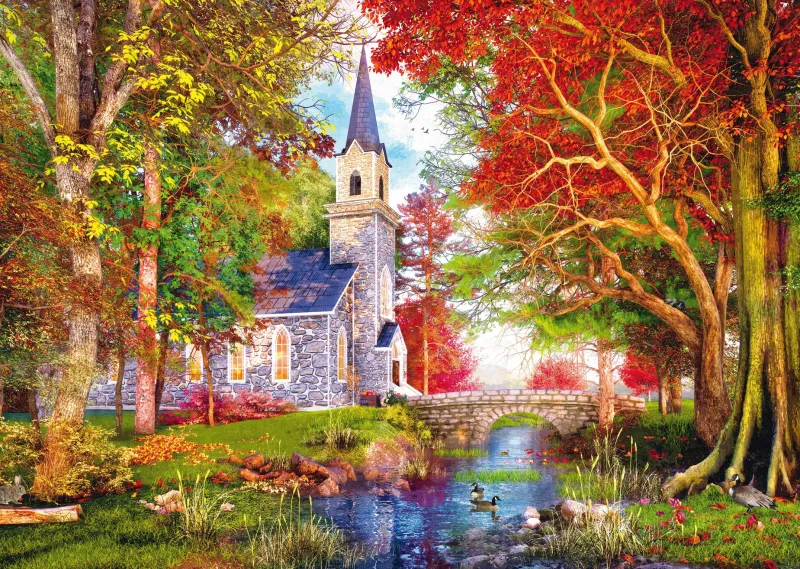Schmidt Shmidt - Chapel in Autumn Magic - 1000 Piece Jigsaw Puzzle Clearance