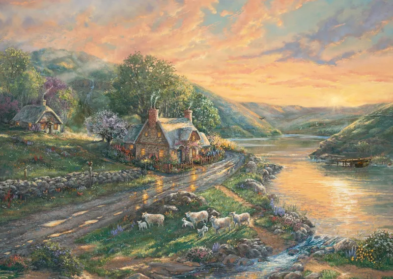 Schmidt Shmidt - Thomas Kinkade: Daybreak in Emerald Valley - 1000 Piece Jigsaw Puzzle New