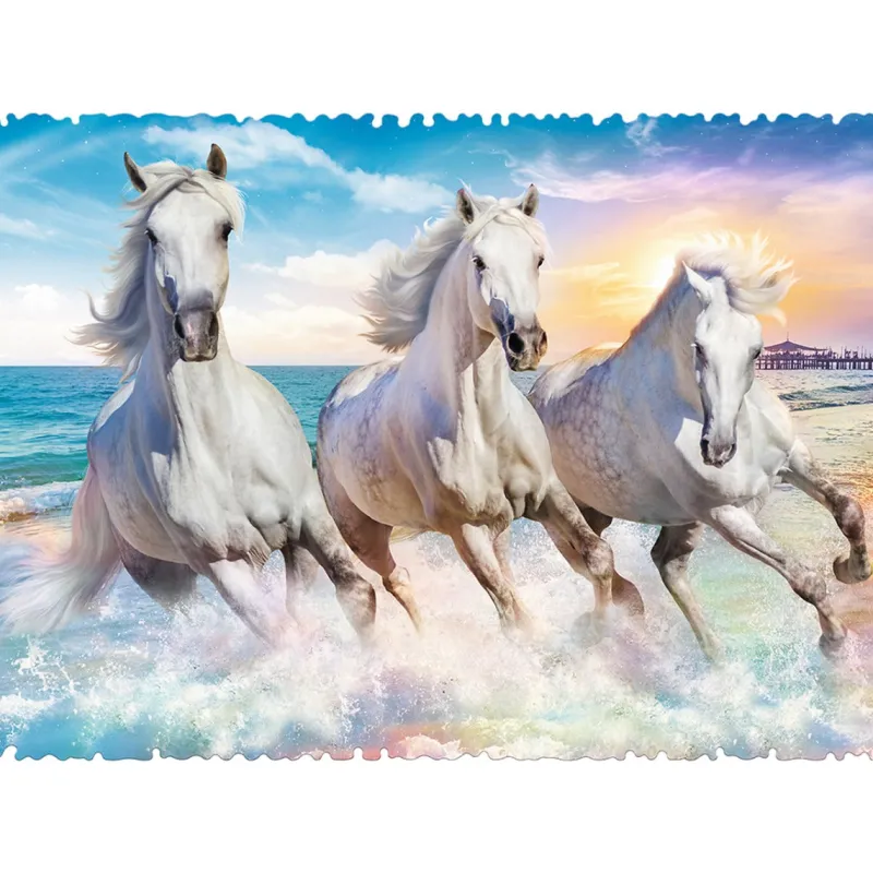 Trefl - Crazy Shapes - Galloping Among the Waves - 600 Piece Jigsaw Puzzle Online
