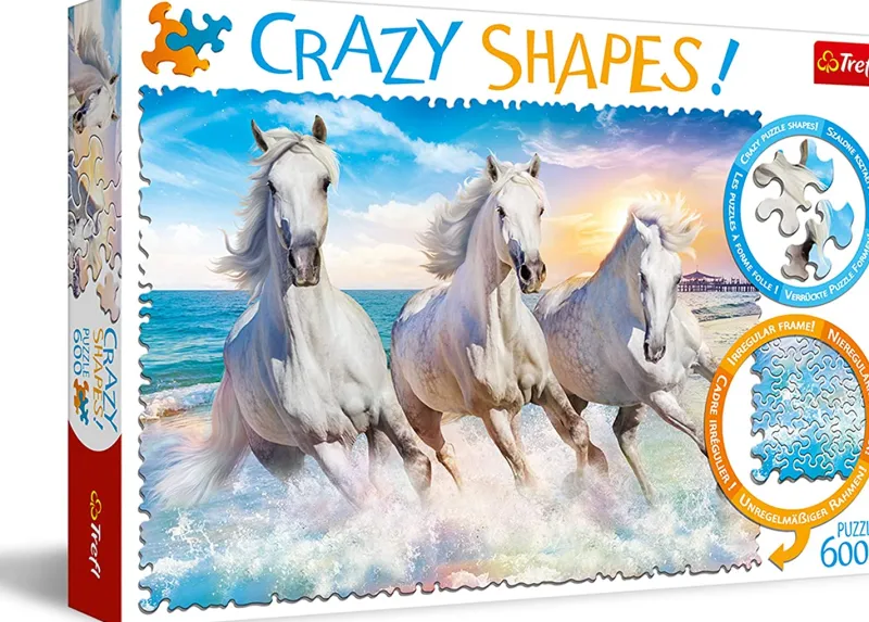 Trefl - Crazy Shapes - Galloping Among the Waves - 600 Piece Jigsaw Puzzle Online