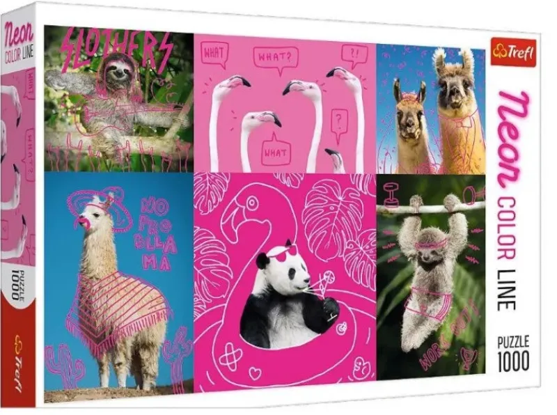 Trefl - Neon Color Line - Crazy Pets - 1000 Piece Jigsaw Puzzle New